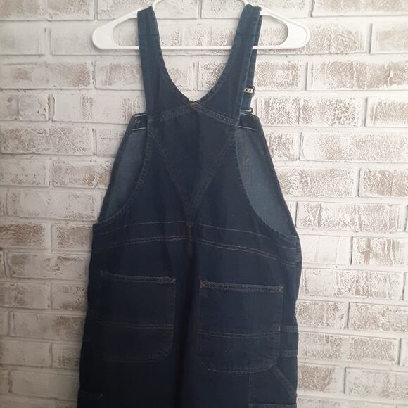 Carharrt Denim Bib Overalls Women sz12/32 Dark Wash - Picture 8 of 11
